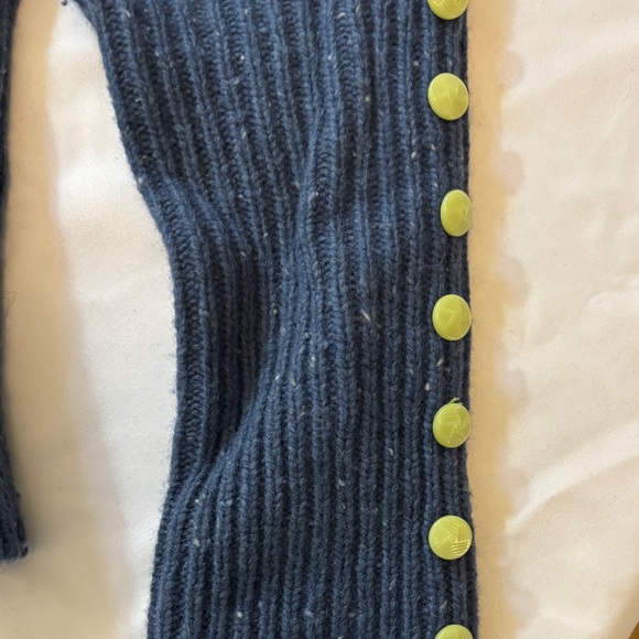 Alexa Cropped Chunky Blue LS Blue Sweater Green Buttons Women’s Size Small - Picture 8 of 13